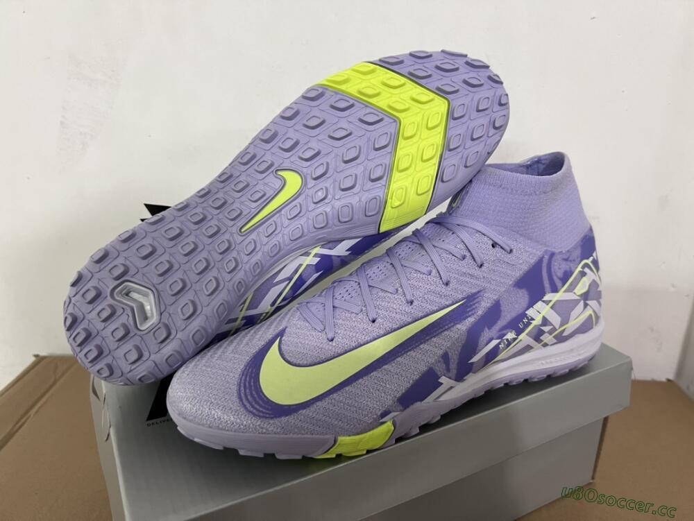 Unisex Nike Air Zoom Mercurial Superfly 10 Elite TF Artificial Turf Low-Tops Football Shoes - Purple/Yellow/White