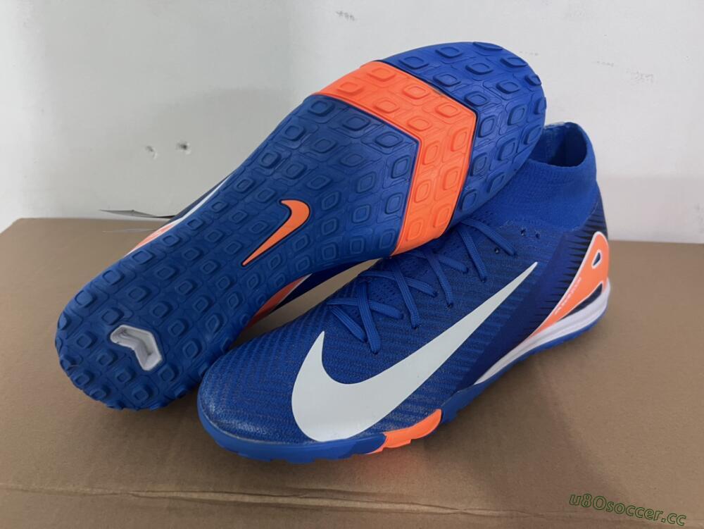 Unisex Nike Air Zoom Mercurial Superfly 10 Elite TF Artificial Turf High-Tops Football Shoes - Blue/White/Orange