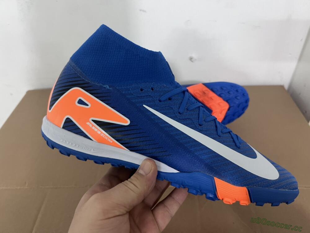 Unisex Nike Air Zoom Mercurial Superfly 10 Elite TF Artificial Turf High-Tops Football Shoes - Blue/White/Orange