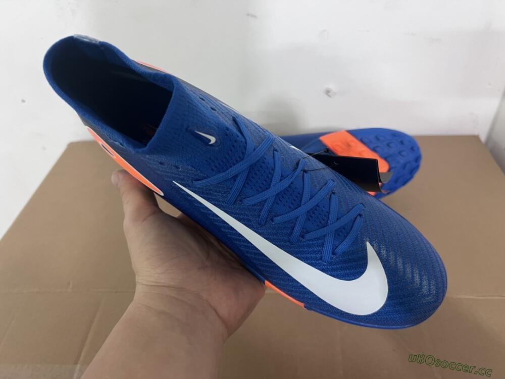 Unisex Nike Air Zoom Mercurial Superfly 10 Elite TF Artificial Turf High-Tops Football Shoes - Blue/White/Orange