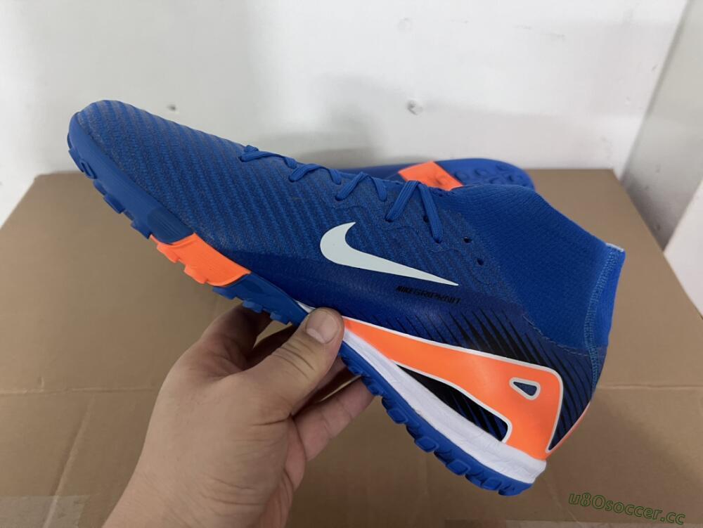 Unisex Nike Air Zoom Mercurial Superfly 10 Elite TF Artificial Turf High-Tops Football Shoes - Blue/White/Orange