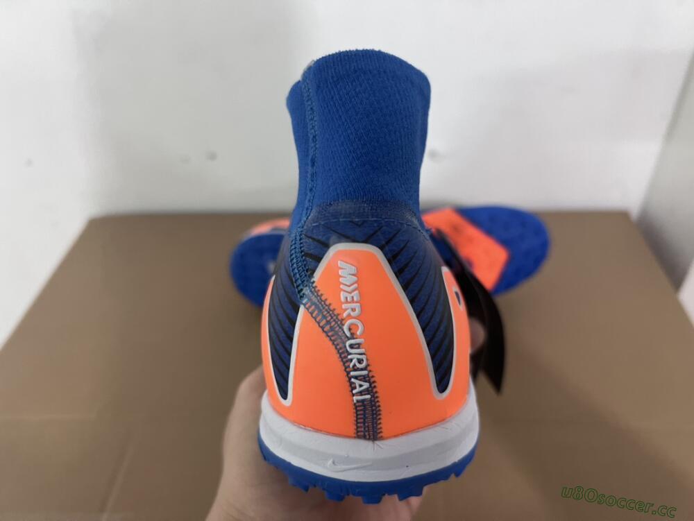 Unisex Nike Air Zoom Mercurial Superfly 10 Elite TF Artificial Turf High-Tops Football Shoes - Blue/White/Orange