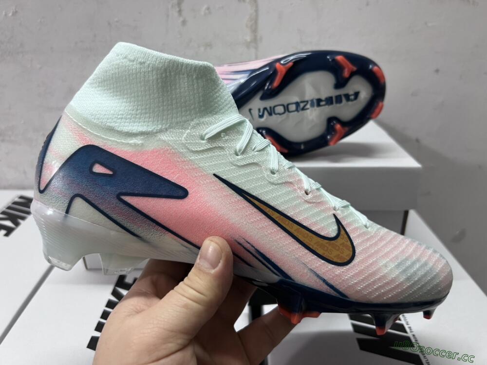 Unisex Nike Air Zoom Mercurial Superfly 10 Elite FG Firm Ground High-Tops Football Boots - Jade/Pink/Gold