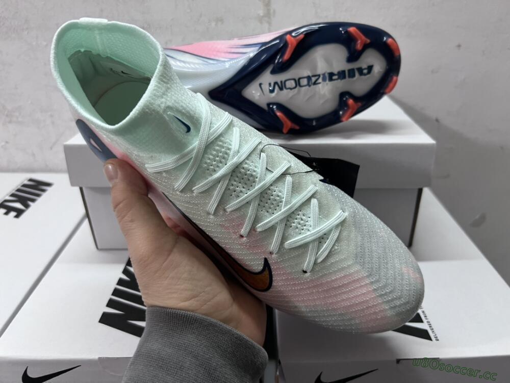 Unisex Nike Air Zoom Mercurial Superfly 10 Elite FG Firm Ground High-Tops Football Boots - Jade/Pink/Gold