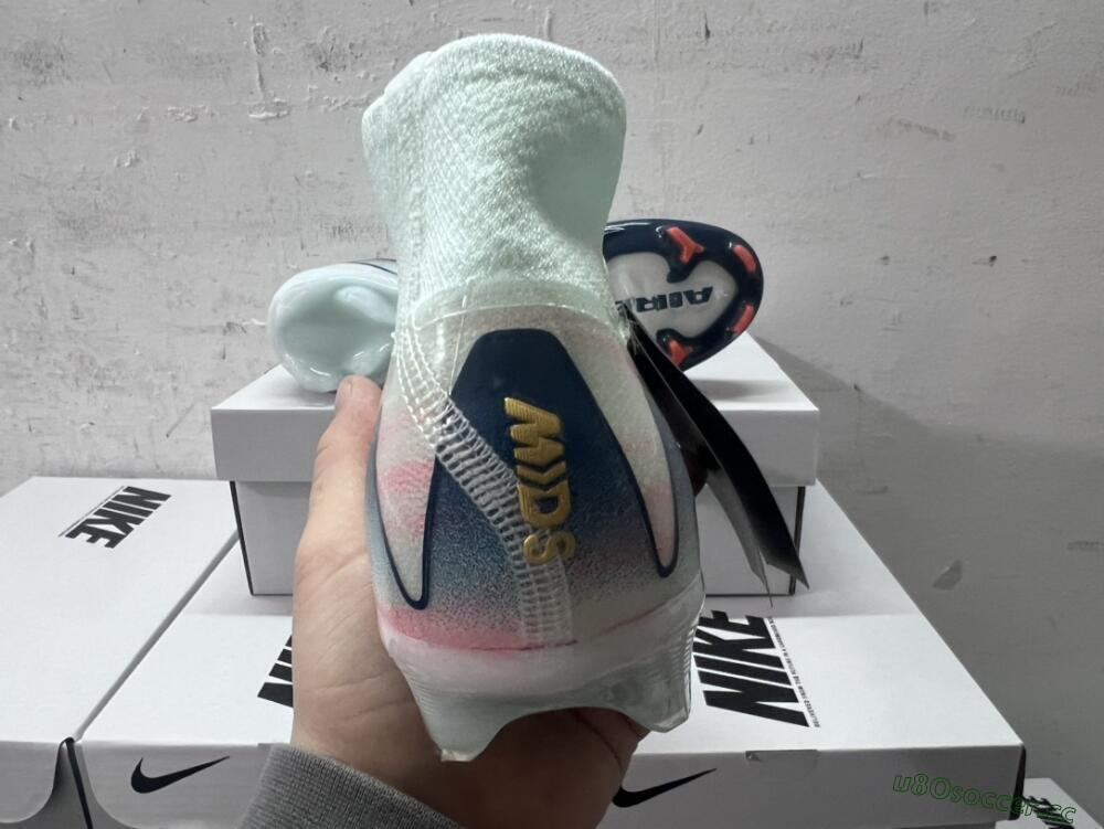 Unisex Nike Air Zoom Mercurial Superfly 10 Elite FG Firm Ground High-Tops Football Boots - Jade/Pink/Gold
