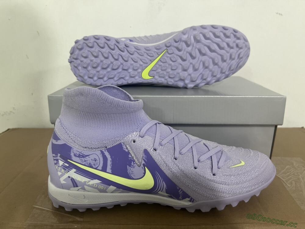Men's Nike Phantom Luna Elite TF Artificial Turf High-Tops Football Shoes - Purple/Yellow/White