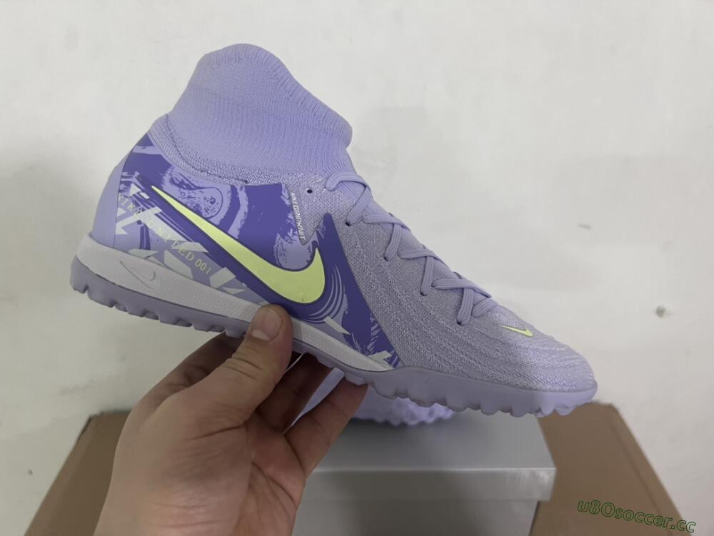 Men's Nike Phantom Luna Elite TF Artificial Turf High-Tops Football Shoes - Purple/Yellow/White
