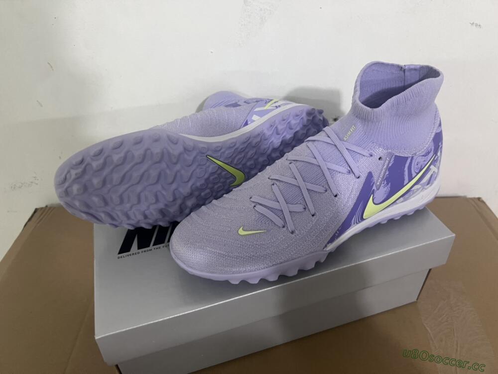 Men's Nike Phantom Luna Elite TF Artificial Turf High-Tops Football Shoes - Purple/Yellow/White