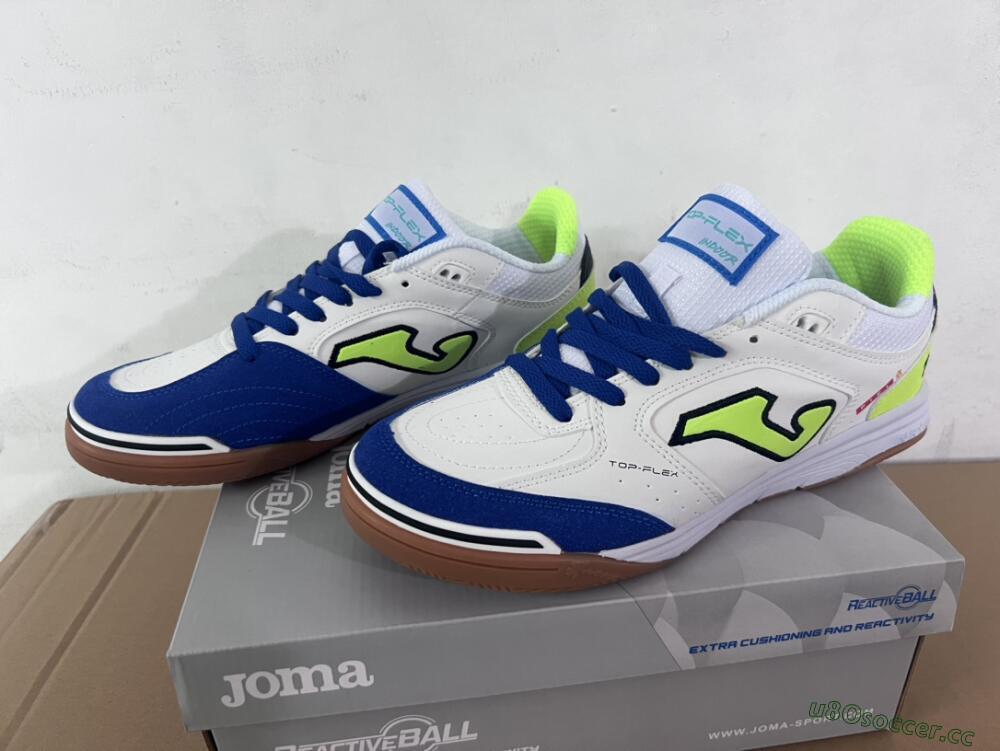 Men's Joma Top Flex 920 IC Indoor & Futsal Low-Tops Football Shoes - White/Blue/Yellow