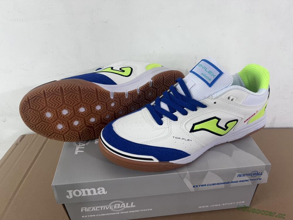 Men's Joma Top Flex 920 IC Indoor & Futsal Low-Tops Football Shoes - White/Blue/Yellow