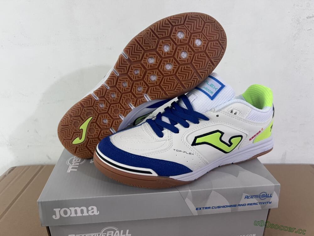 Men's Joma Top Flex 920 IC Indoor & Futsal Low-Tops Football Shoes - White/Blue/Yellow