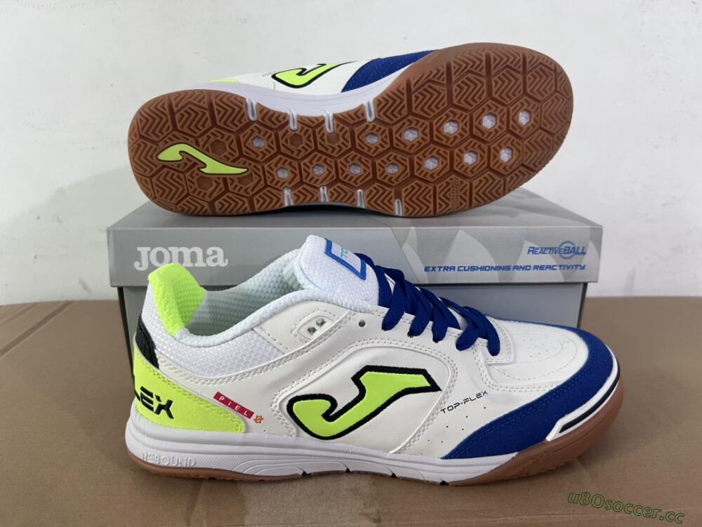Men's Joma Top Flex 920 IC Indoor & Futsal Low-Tops Football Shoes - White/Blue/Yellow