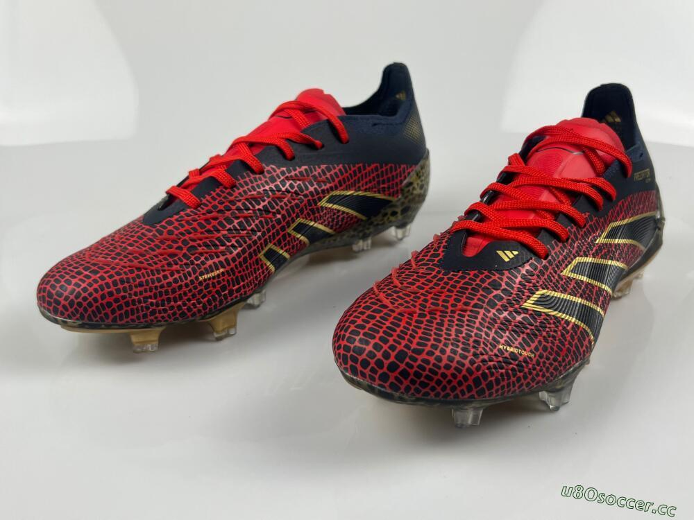 Men's Adidas Predator Elite FG Firm Ground Low-Tops Football Boots - Black/Red/Gold
