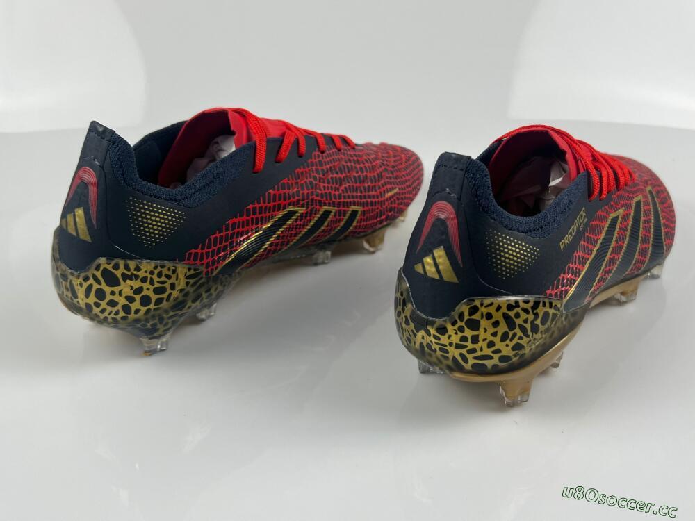 Men's Adidas Predator Elite FG Firm Ground Low-Tops Football Boots - Black/Red/Gold