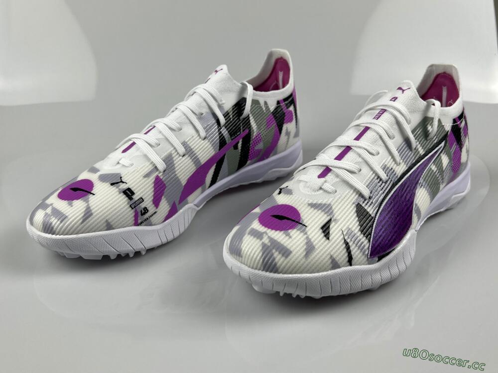 Men's Puma Ultra Ultimate TF Artificial Turf Low-Tops Football Shoes - White/Purple/Black