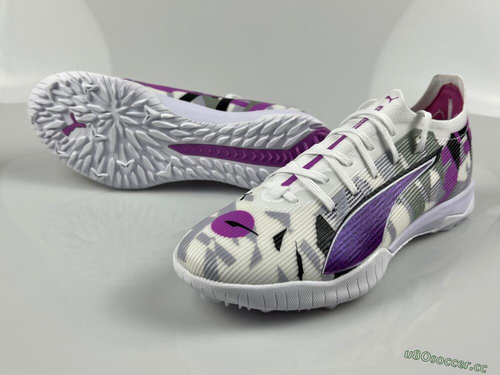 Men's Puma Ultra Ultimate TF Artificial Turf Low-Tops Football Shoes - White/Purple/Black