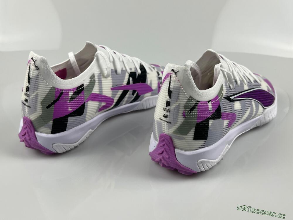 Men's Puma Ultra Ultimate TF Artificial Turf Low-Tops Football Shoes - White/Purple/Black