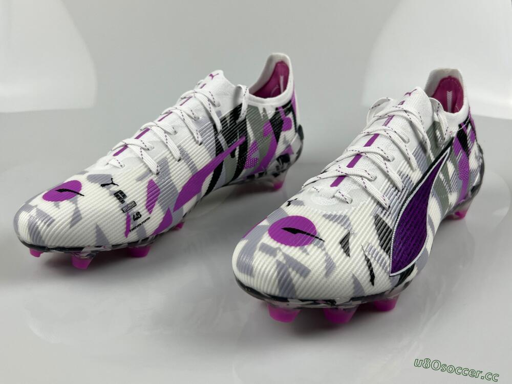 Men's Puma Ultra Ultimate FG Firm Ground Low-Tops Football Boots - White/Purple/Black
