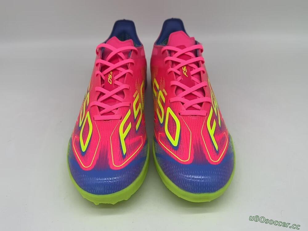 Men's Adidas F50 Pro TF Artificial Turf Low-Tops Football Shoes - Pink/Blue/Yellow