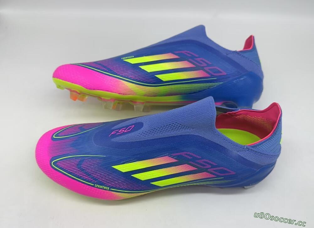 Men's Adidas F50 Elite FG Firm Ground Low-Tops Football Boots - Blue/Pink/Yellow