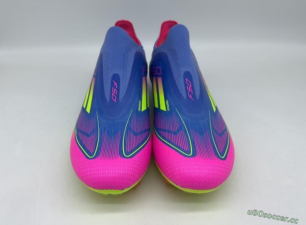 Men's Adidas F50 Elite FG Firm Ground Low-Tops Football Boots - Blue/Pink/Yellow