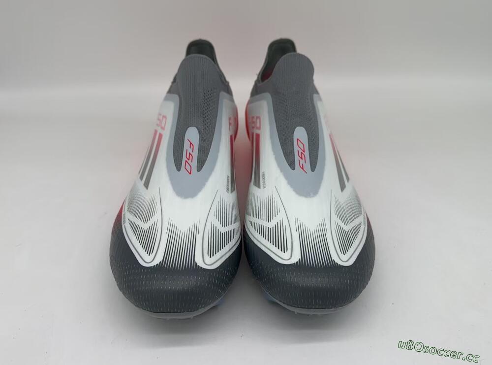 Men's Adidas F50 Elite Laceless FG Firm Ground Low-Tops Football Boots - White/Silver/Red
