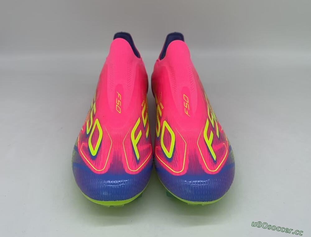 Men's Adidas F50 Elite Laceless FG Firm Ground Low-Tops Football Boots - Red/Yellow/Blue