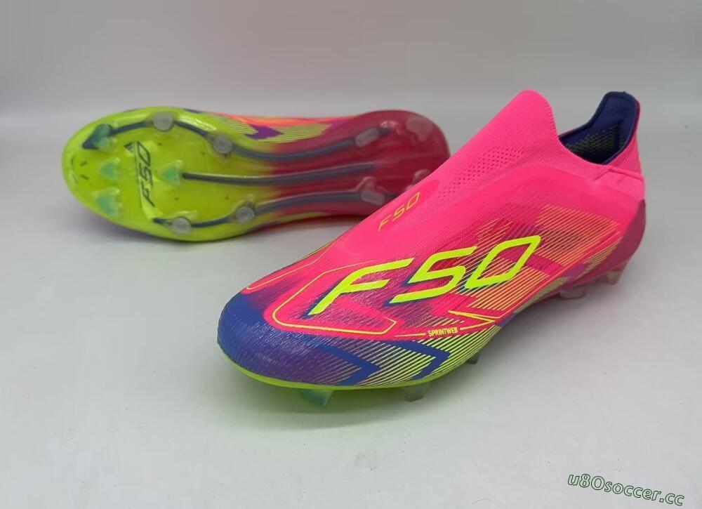 Men's Adidas F50 Elite Laceless FG Firm Ground Low-Tops Football Boots - Red/Yellow/Blue