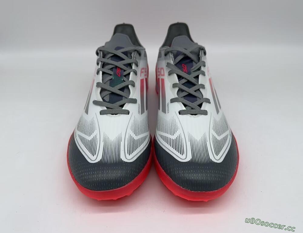 Men's Adidas F50 Pro TF Artificial Turf Low-Tops Football Shoes - White/Silver/Red