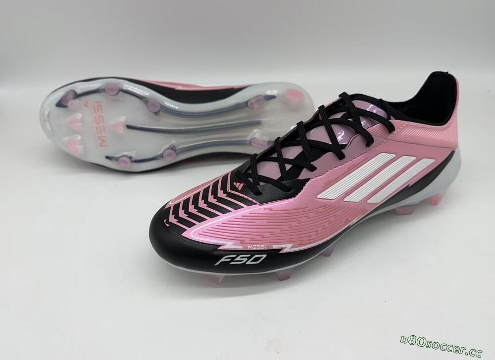 Men's Messi x Adidas F50 Elite FG Firm Ground Low-Tops Football Boots - Pink/Black/White