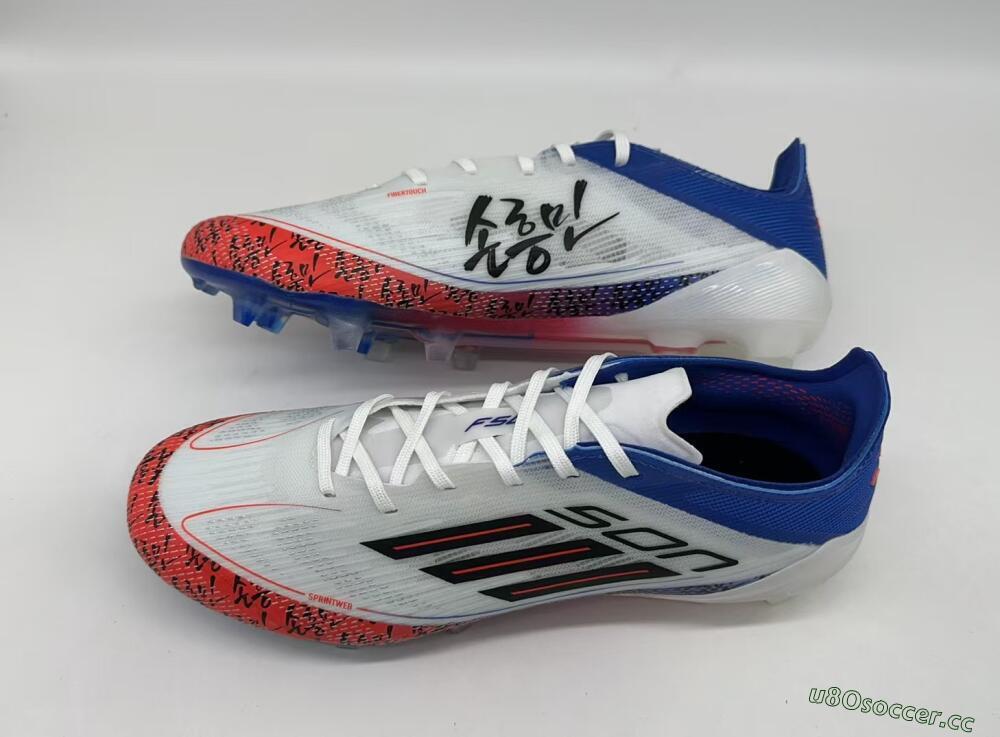 Men's Adidas F50 Elite FG Firm Ground Low-Tops Football Boots - White/Red/Blue
