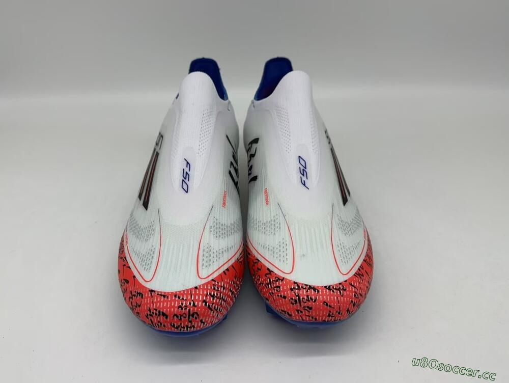Men's Adidas F50 Elite Laceless FG Firm Ground Low-Tops Football Boots - White/Red/Blue