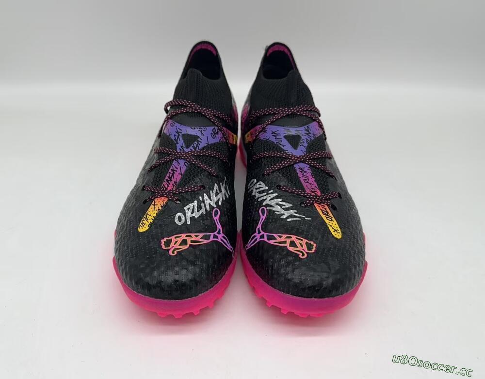 Men's Powercat Tokyo Match x Puma Future Ultimate TF Artificial Turf Low-Tops Football Shoes - Black/Pink/Yellow