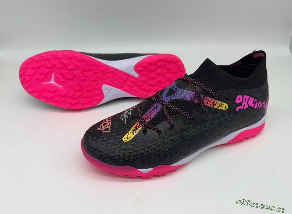 Men's Powercat Tokyo Match x Puma Future Ultimate TF Artificial Turf Low-Tops Football Shoes - Black/Pink/Yellow