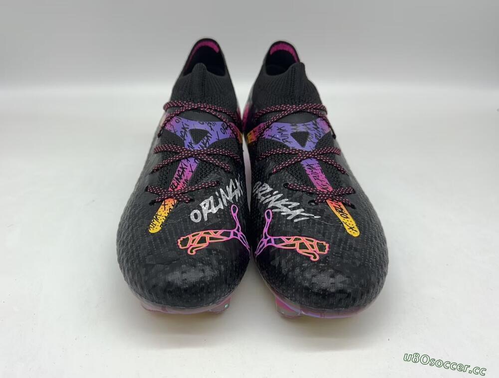Men's Puma Future Ultimate FG Firm Ground Low-Tops Football Boots - Black/Pink/Yellow