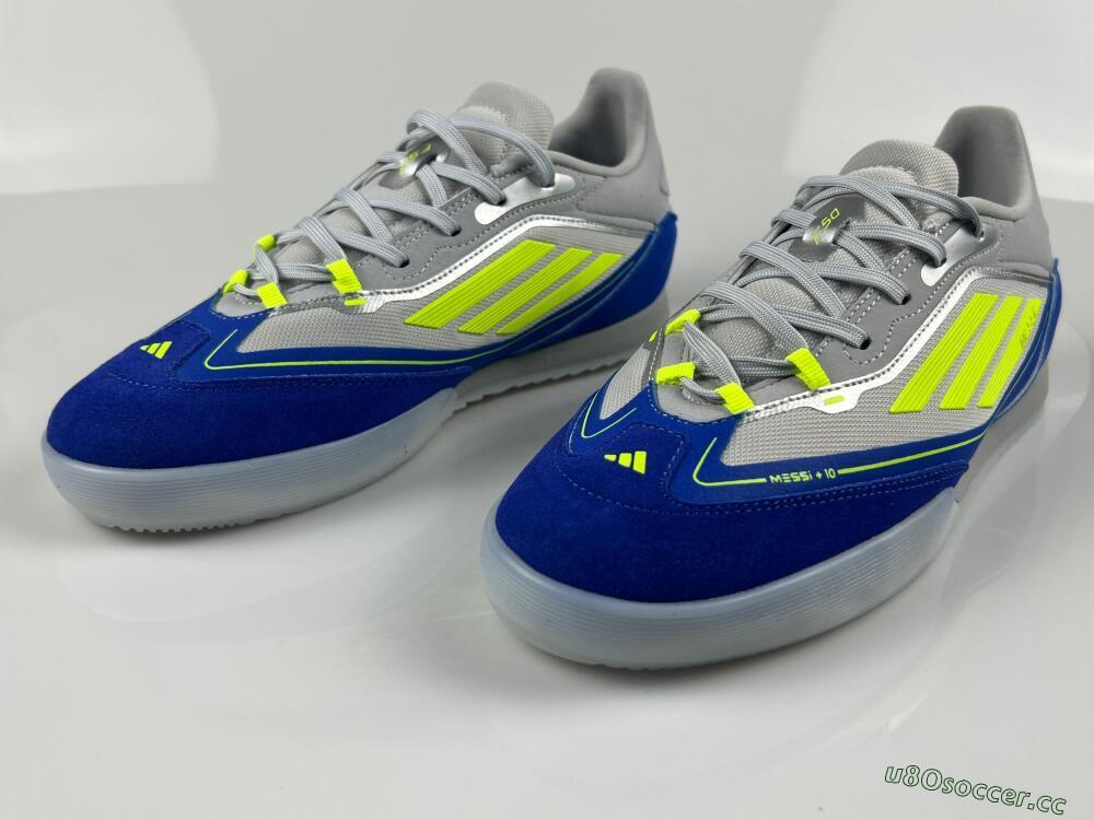Men's Messi x Adidas F50 Elite IC Indoor & Futsal Low-Tops Football Shoes - Grey//Yellow/Blue