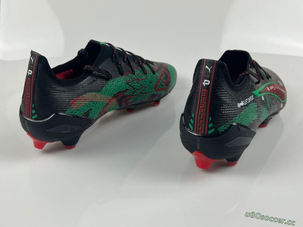 Men's Puma Ultra Ultimate FG Firm Ground Low-Tops Football Boots - Black/Red/Green