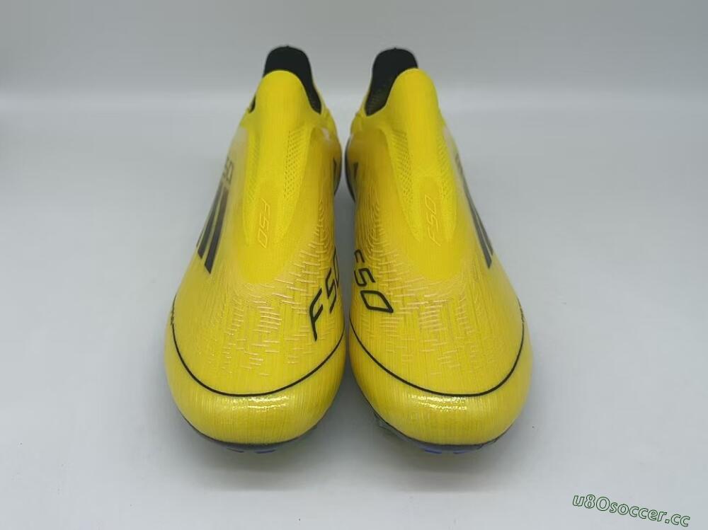 Men's Adidas F50 Elite Laceless FG Firm Ground Low-Tops Football Boots - Yellow/Black/Gold
