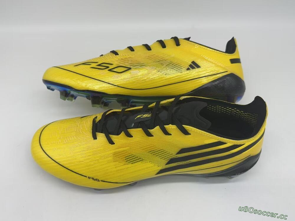 Men's Adidas F50 Elite FG Firm Ground Low-Tops Football Boots - Yellow/Black/Gold
