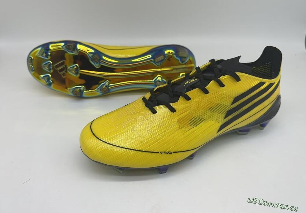 Men's Adidas F50 Elite FG Firm Ground Low-Tops Football Boots - Yellow/Black/Gold