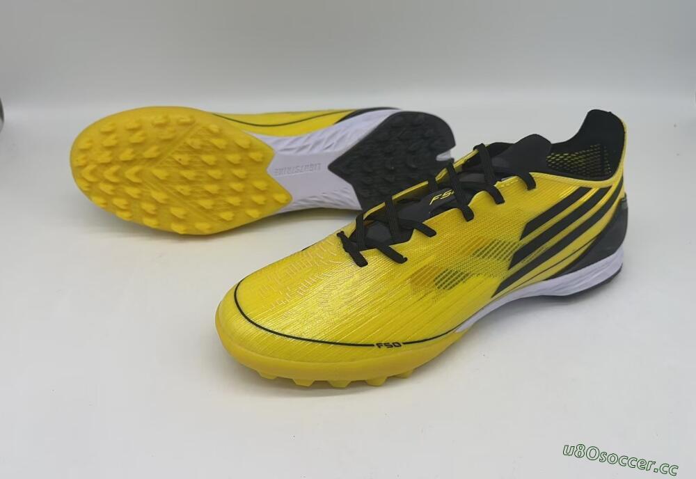 Men's Adidas F50 Pro TF Artificial Turf Low-Tops Football Shoes - Yellow/Black/White