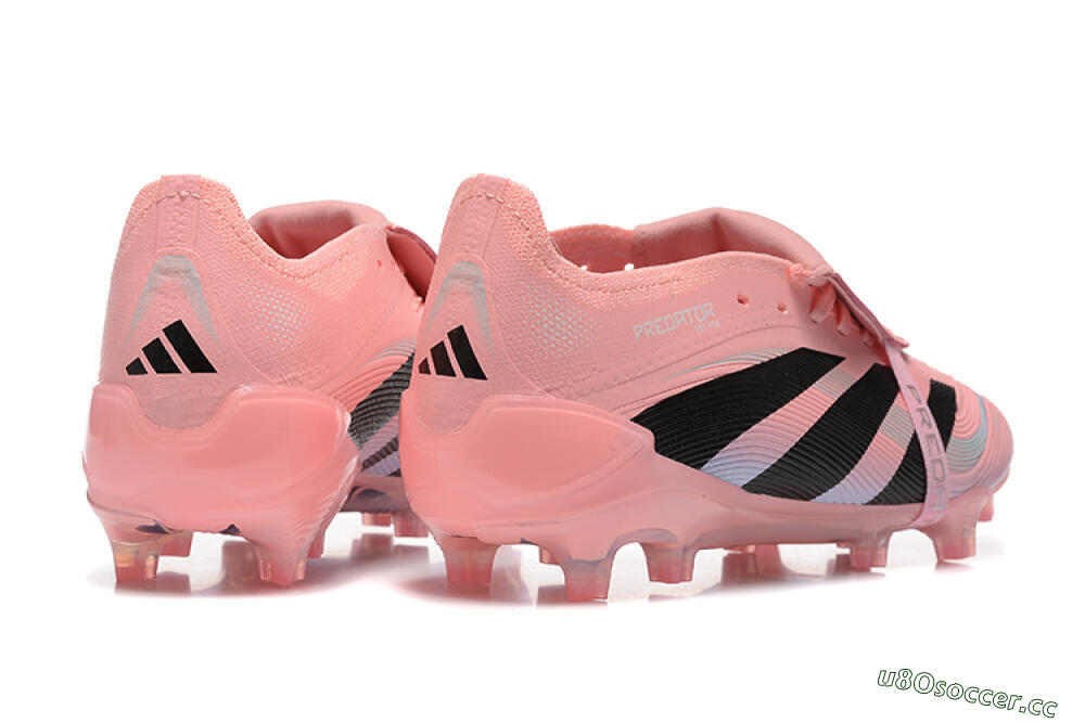 Men's Adidas Predator Elite Foldover Tongue 25 FG Firm Ground Low-Tops Football Boots - Pink/Black/Silver 9