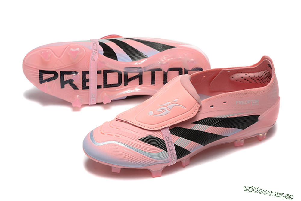 Men's Adidas Predator Elite Foldover Tongue 25 FG Firm Ground Low-Tops Football Boots - Pink/Black/Silver 3