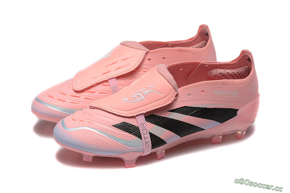 Men's Adidas Predator Elite Foldover Tongue 25 FG Firm Ground Low-Tops Football Boots - Pink/Black/Silver 5