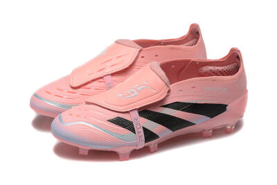 Men's Adidas Predator Elite Foldover Tongue 25 FG Firm Ground Low-Tops Football Boots - Pink/Black/Silver