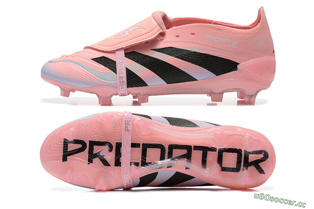 Men's Adidas Predator Elite Foldover Tongue 25 FG Firm Ground Low-Tops Football Boots - Pink/Black/Silver 1
