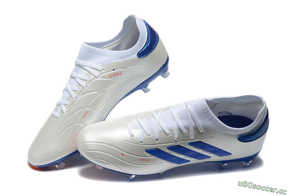 Men's Adidas Copa Pure 2 FG Firm Ground Low-Tops Football Boots - Silver/Blue/Red 6