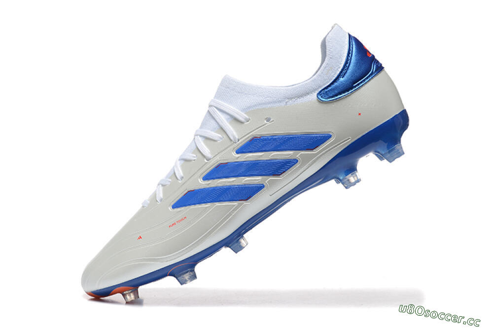 Men's Adidas Copa Pure 2 FG Firm Ground Low-Tops Football Boots - Silver/Blue/Red 8