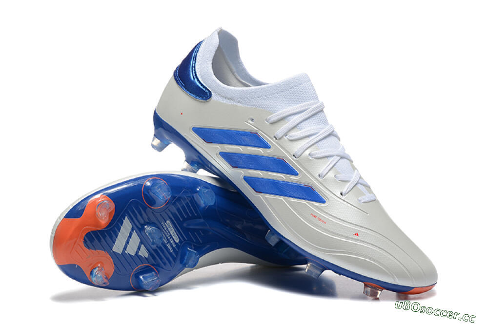 Men's Adidas Copa Pure 2 FG Firm Ground Low-Tops Football Boots - Silver/Blue/Red 4