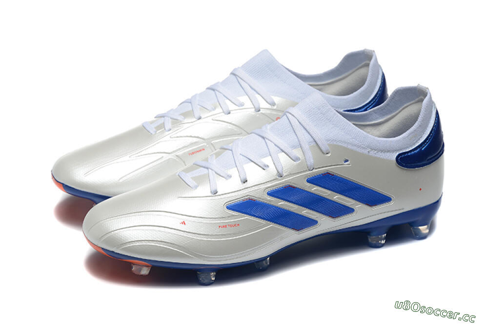 Men's Adidas Copa Pure 2 FG Firm Ground Low-Tops Football Boots - Silver/Blue/Red 5